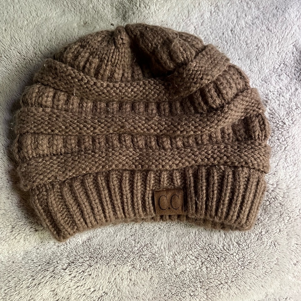 CHANEL Brown Knit Beanie